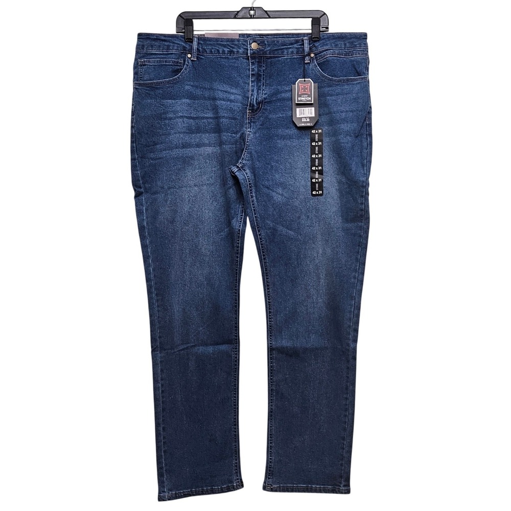 Stone Flex Jeans Mens 42x31 Blue Slim Fit 4-Way Stretch Denim Casual Pants